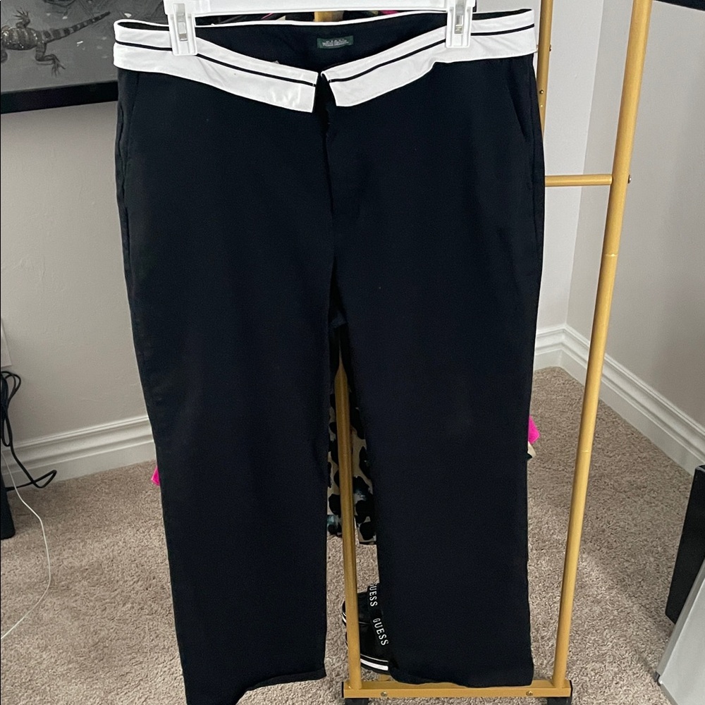 Low Rise Pants with White Trim Waistband